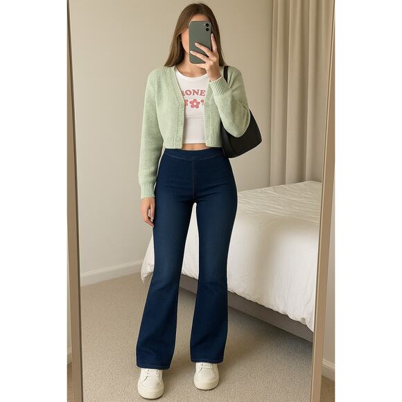 Ella Moss Pull On Flare Jeans 10/30 x 33 Dark Wash Bell Bottoms Western Boho - Picture 14 of 14